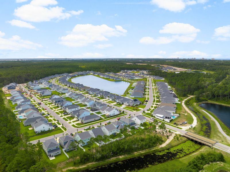 Aerial view of the Breakfast Point East community in Panama City Beach, FL, showing layout and nearby surroundings (Image 13).