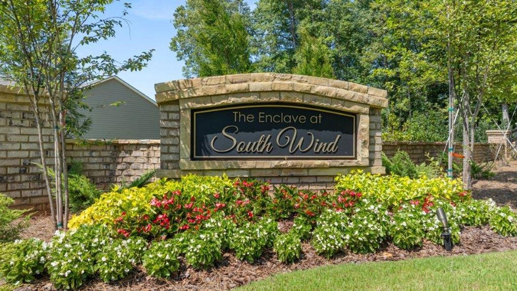 Entrance to the South Wind community in South Fulton, GA, featuring signage and landscaping (Image 2). Entrance to the South Wind community in South Fulton, GA, featuring signage and landscaping (Image 2).