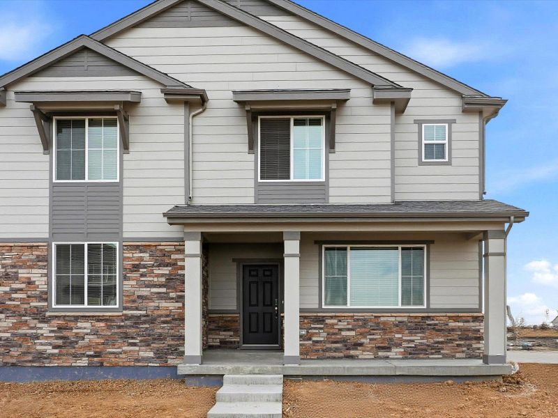 Front exterior of a home in the York Station community, located in Thornton, CO (Image 1). Front exterior of a home in the York Station community, located in Thornton, CO (Image 1).