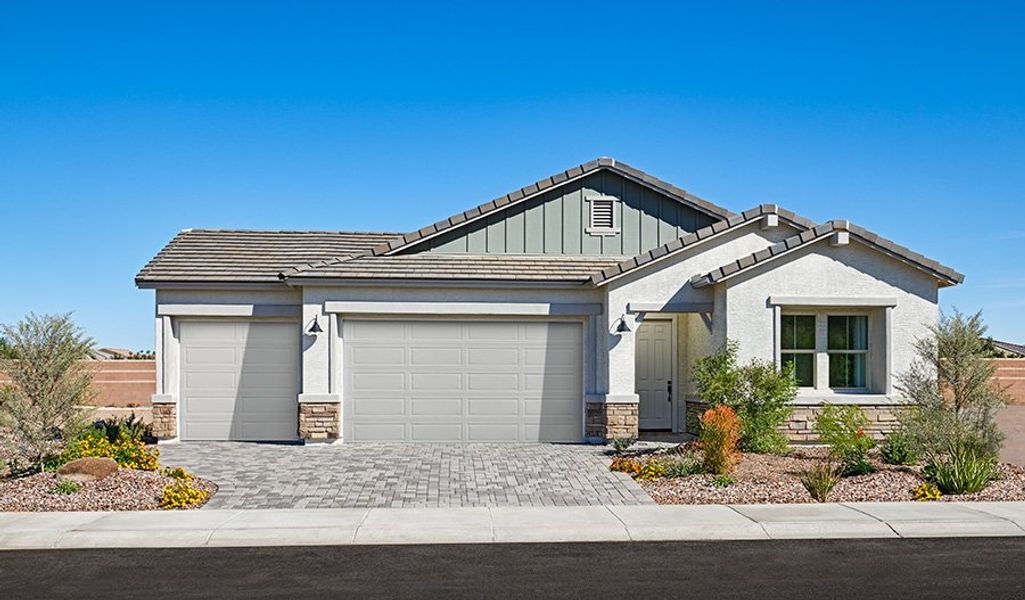 Front exterior of a home in the Sanctuary at Sycamore Canyon community, located in Vail, AZ (Image 2). Front exterior of a home in the Sanctuary at Sycamore Canyon community, located in Vail, AZ (Image 2).