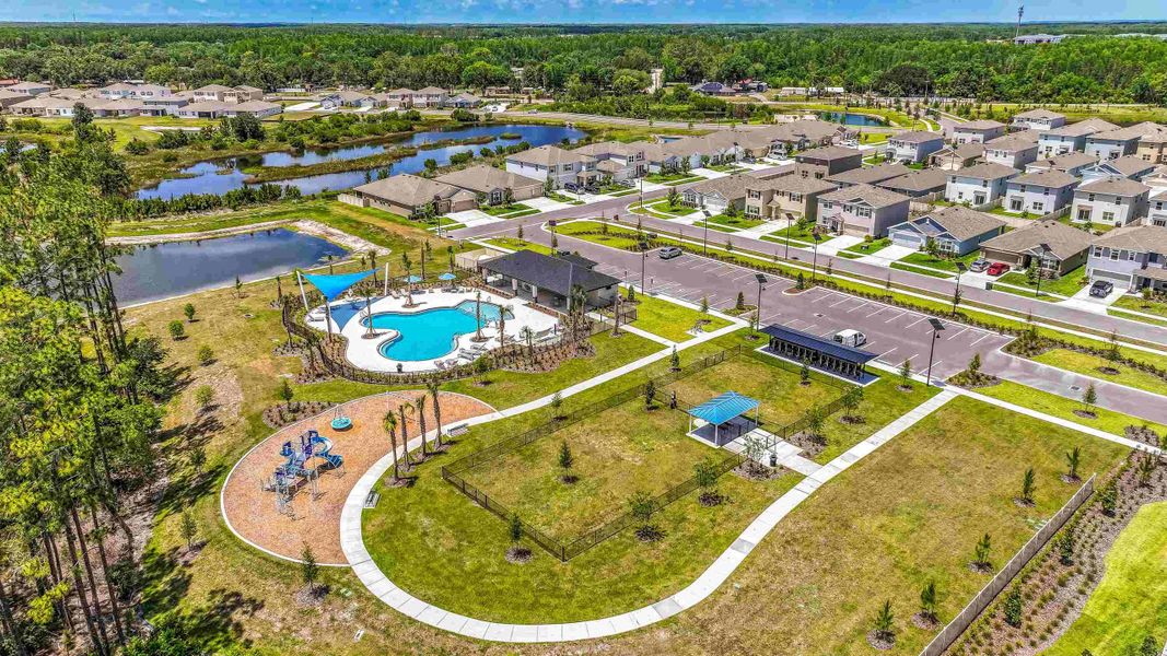 Aerial view of the Deerbrook community in Land O' Lakes, FL, showing layout and nearby surroundings (Image 14).