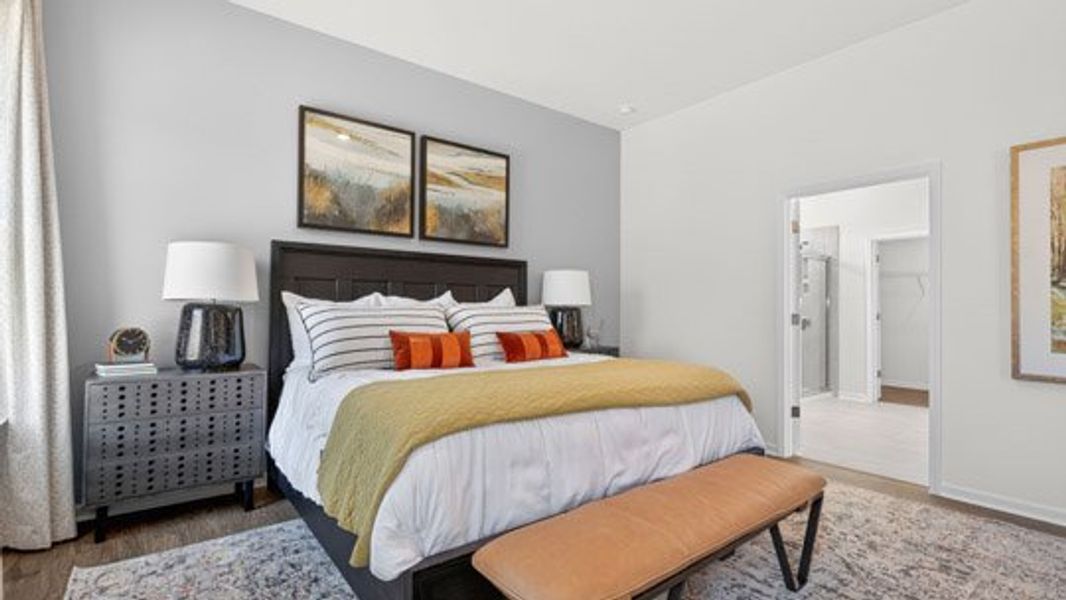 Furnished interior in a model home at The Villas at Galvins Ridge in Sanford (Image 27).