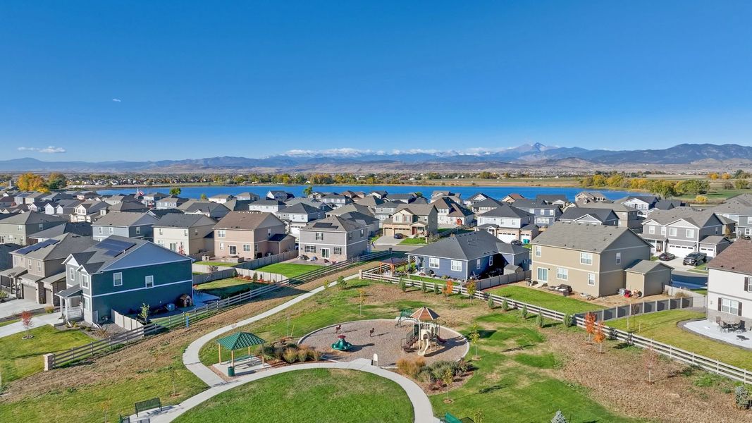 Aerial view of the Villas at Vantage community in Berthoud, CO, showing layout and nearby surroundings (Image 11). Aerial view of the Villas at Vantage community in Berthoud, CO, showing layout and nearby surroundings (Image 11).