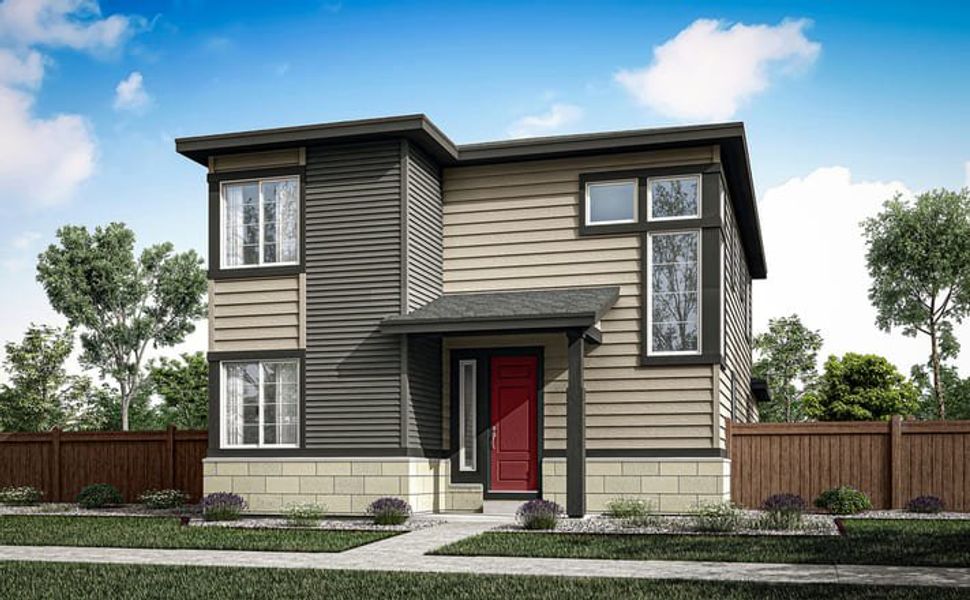 Front exterior of a home in the Painted Prairie community, located in Aurora, CO (Image 3).