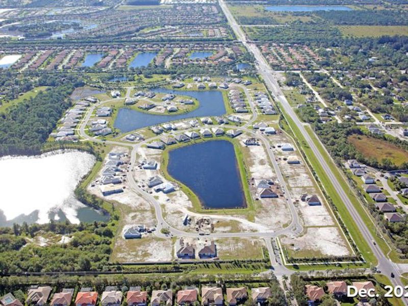Aerial view of the Bent Pine Preserve community in Vero Beach, FL, showing layout and nearby surroundings (Image 16).