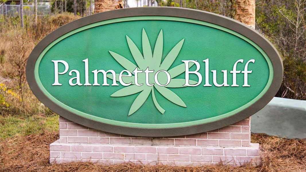 Entrance to the Palmetto Bluff community in Port Saint Joe, FL, featuring signage and landscaping (Image 10).