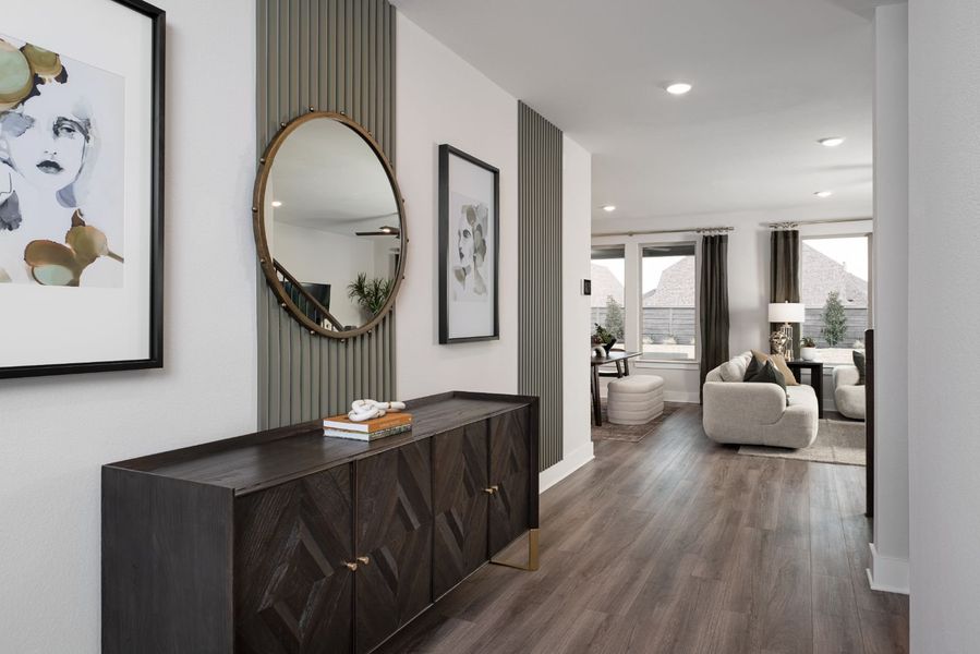 Furnished interior in a model home at Union Park in Aubrey (Image 22).