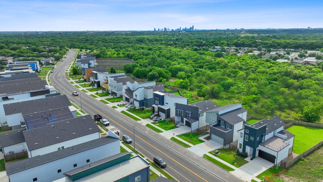 Aerial view of the Agave community in Austin, TX, showing layout and nearby surroundings (Image 11).