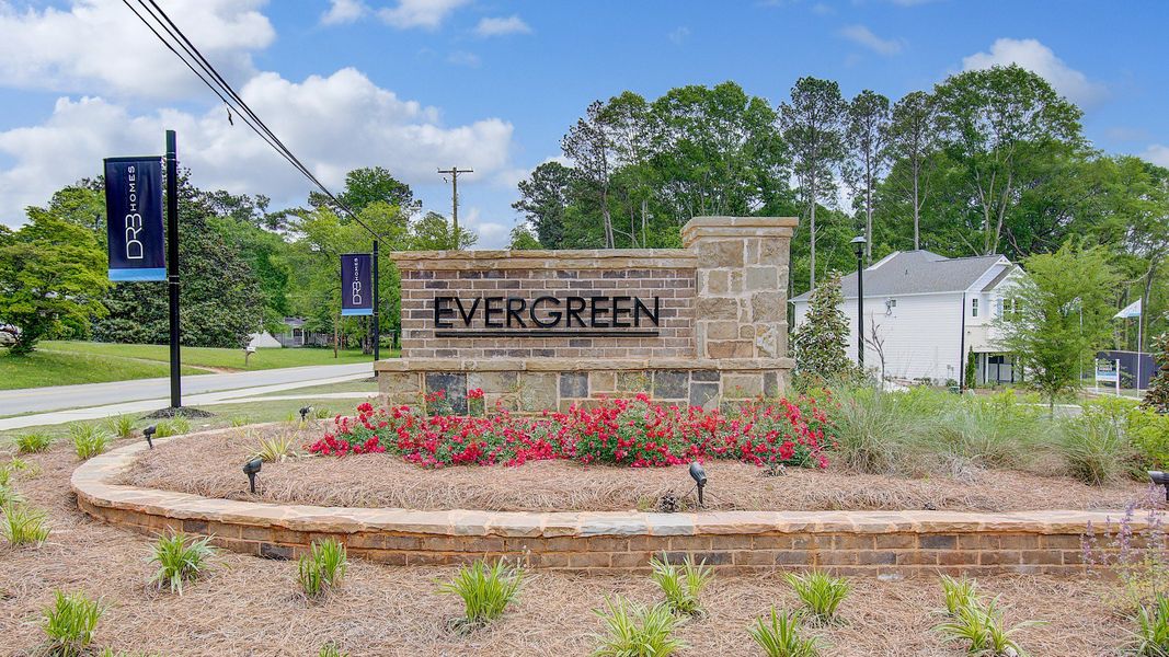 Entrance to the Enclave at Evergreen community in Fairburn, GA, featuring signage and landscaping (Image 1). Entrance to the Enclave at Evergreen community in Fairburn, GA, featuring signage and landscaping (Image 1).