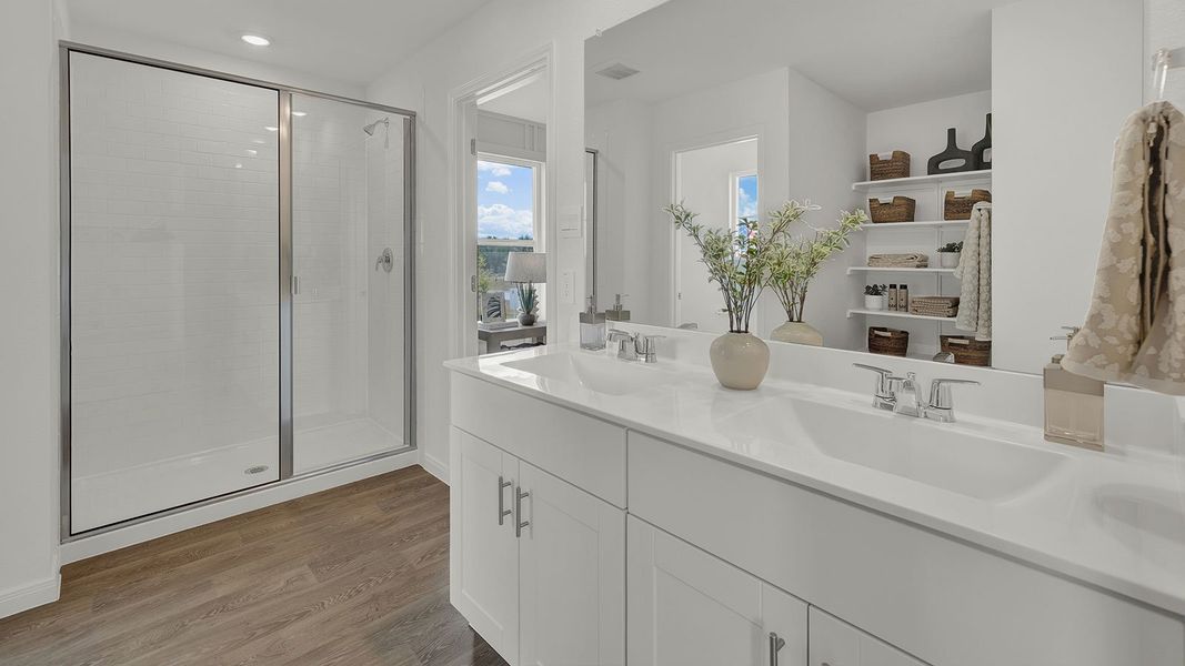 Furnished interior in a model home at Paramount in Kyle (Image 21).