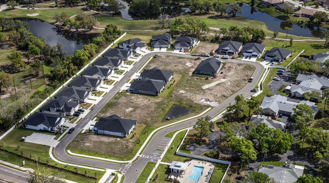 Aerial view of the Fairway Pointe - 55+ Villa Community community in Sun City Center, FL, showing layout and nearby surroundings (Image 6). Aerial view of the Fairway Pointe - 55+ Villa Community community in Sun City Center, FL, showing layout and nearby surroundings (Image 6).