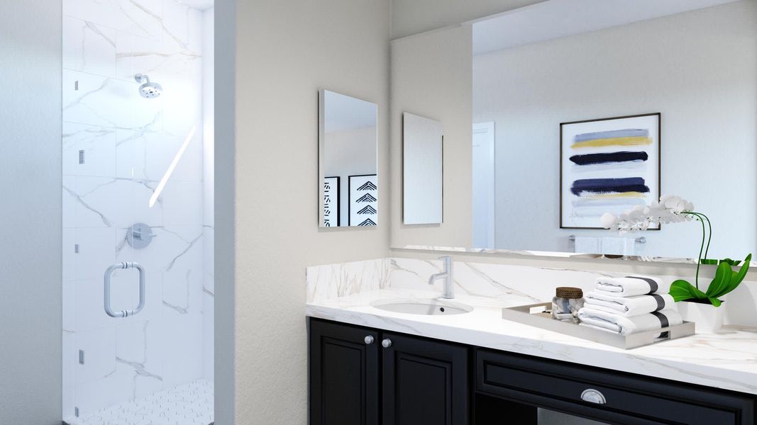 Primary Bathroom | Contena | Marketside Tercera | Verrado | New homes in Buckeye, Arizona | Landsea Homes Primary Bathroom | Contena | Marketside Tercera | Verrado | New homes in Buckeye, Arizona | Landsea Homes