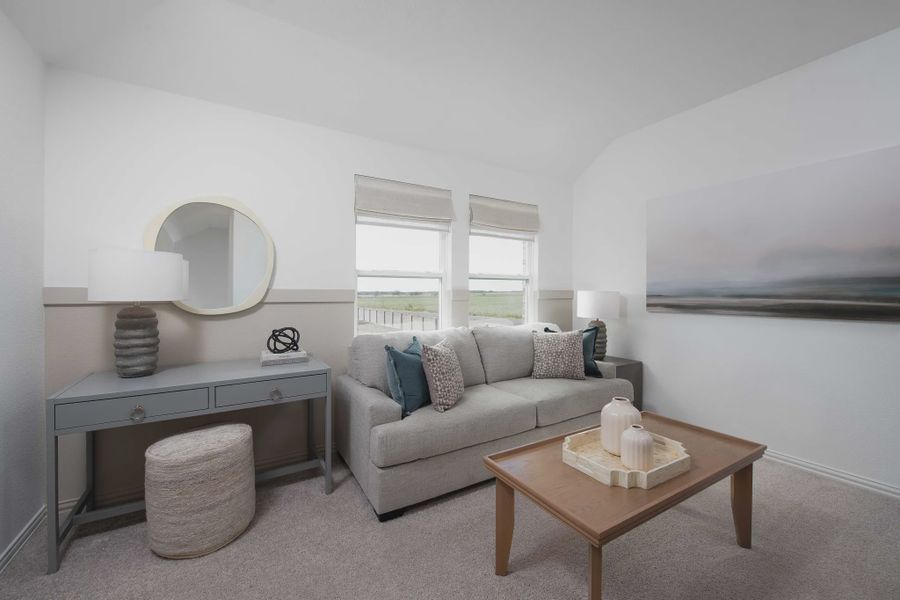 Furnished interior in a model home at Creekview Fossil Ridge in Pilot Point (Image 16). Furnished interior in a model home at Creekview Fossil Ridge in Pilot Point (Image 16).