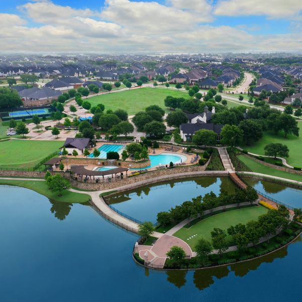 Aerial view of the Mustang Lakes community in McKinney, TX, showing layout and nearby surroundings (Image 4). Aerial view of the Mustang Lakes community in McKinney, TX, showing layout and nearby surroundings (Image 4).