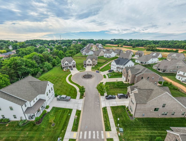 Aerial view of the Ivey Farms - The Vintage Collection community in Farragut, TN, showing layout and nearby surroundings (Image 12). Aerial view of the Ivey Farms - The Vintage Collection community in Farragut, TN, showing layout and nearby surroundings (Image 12).