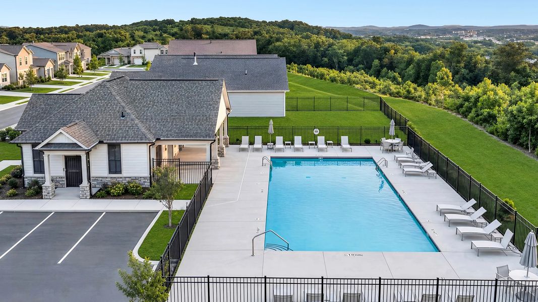 Swimming pool next to pool house