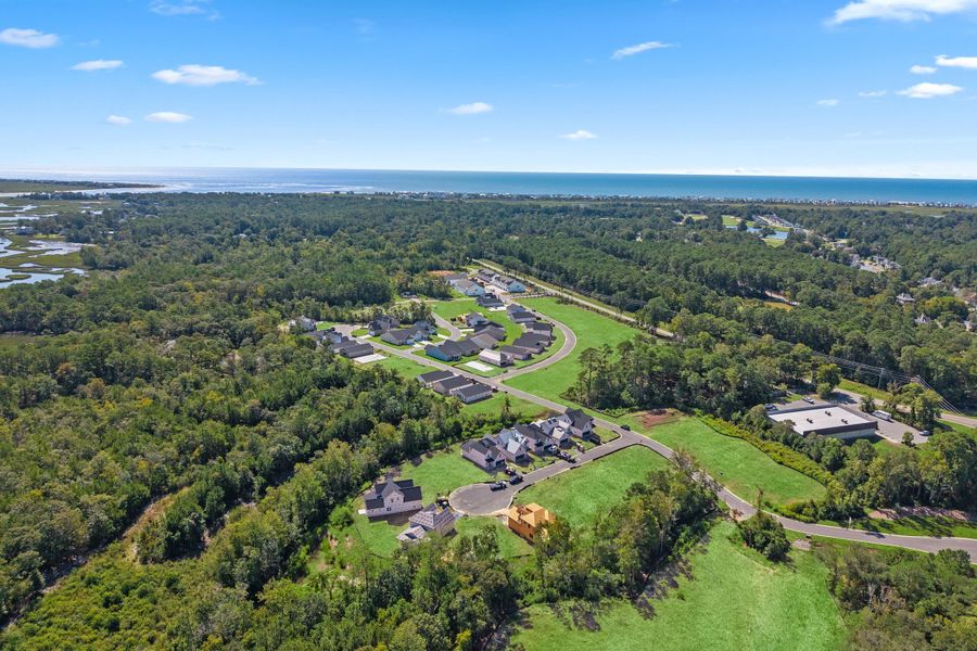 Aerial view of the Creekview Landing community in Shallotte, NC, showing layout and nearby surroundings (Image 12).