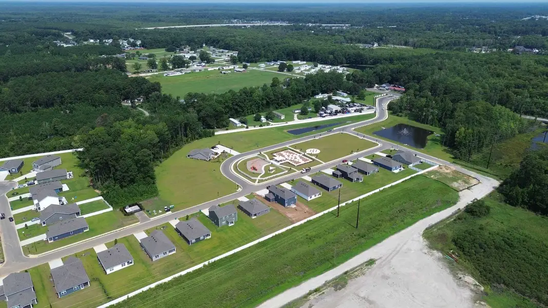 Aerial view of the Winfield Farms community in Myrtle Beach, SC, showing layout and nearby surroundings (Image 11). Aerial view of the Winfield Farms community in Myrtle Beach, SC, showing layout and nearby surroundings (Image 11).