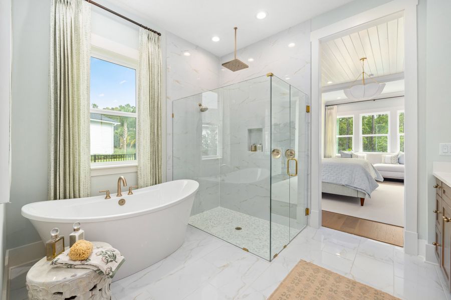 Furnished interior in a model home at Hidden Creek at SilverLeaf 80' Gold Series in St. Augustine (Image 69).