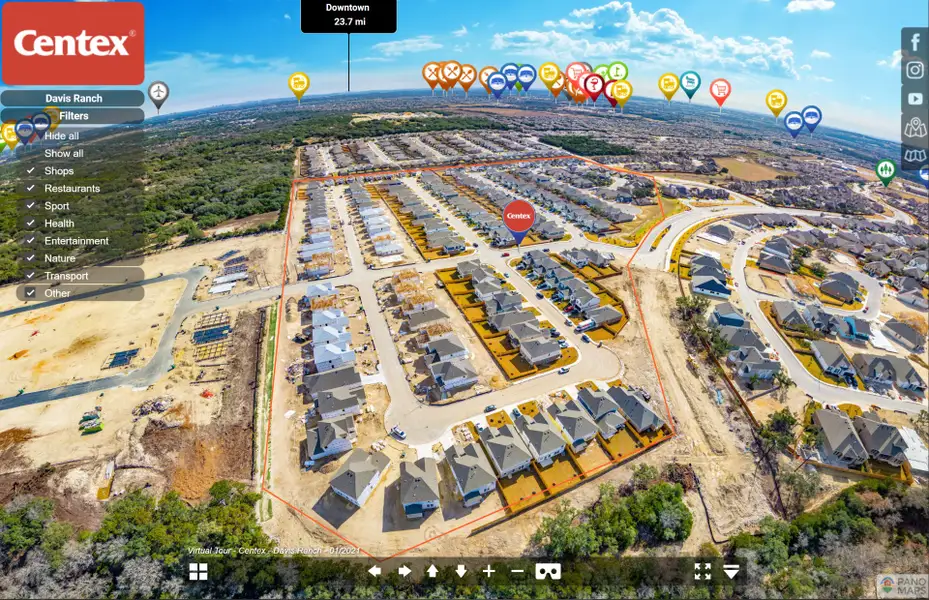 Aerial view of the Davis Ranch community in San Antonio, TX, showing layout and nearby surroundings (Image 1).