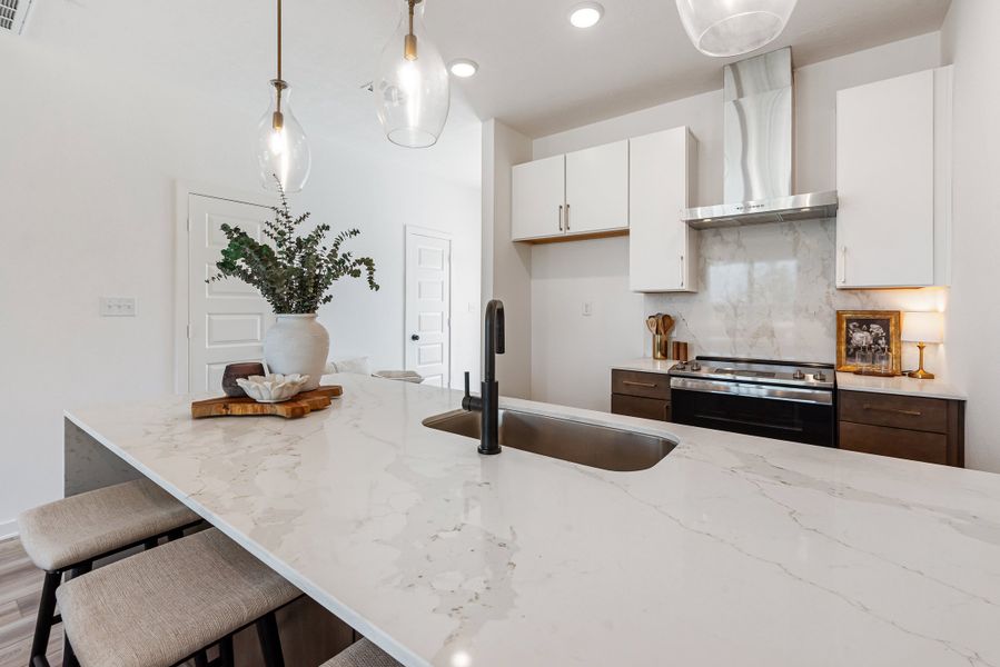 Furnished interior in a model home at Midtown Townhomes in College Station (Image 11). Furnished interior in a model home at Midtown Townhomes in College Station (Image 11).