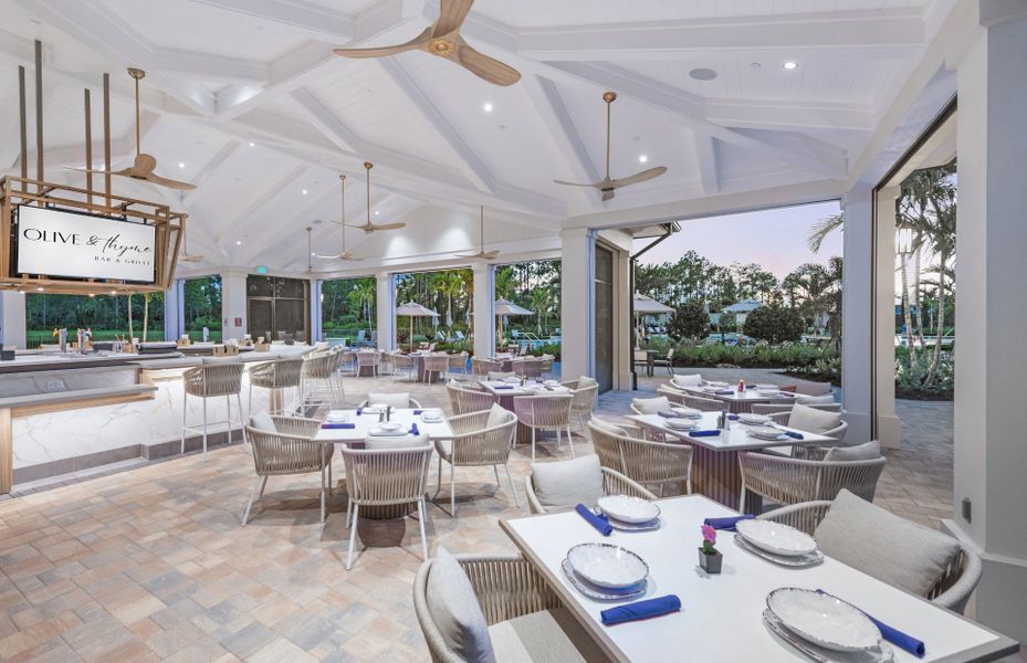 Restaurant in resort lifestyle community with modern homes for sale