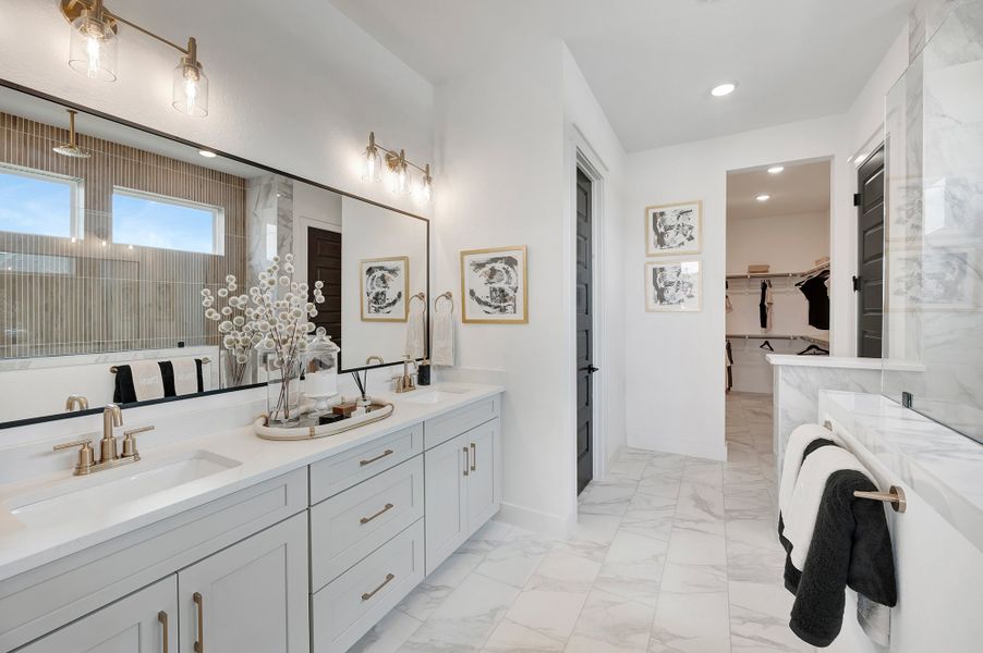 Furnished interior in a model home at Bridgeland Central: Emerald Heights - Enclave Collection in Cypress (Image 15).