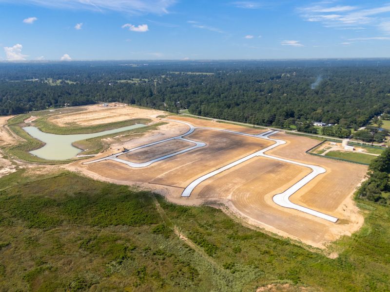 A landscape with a road and trees.