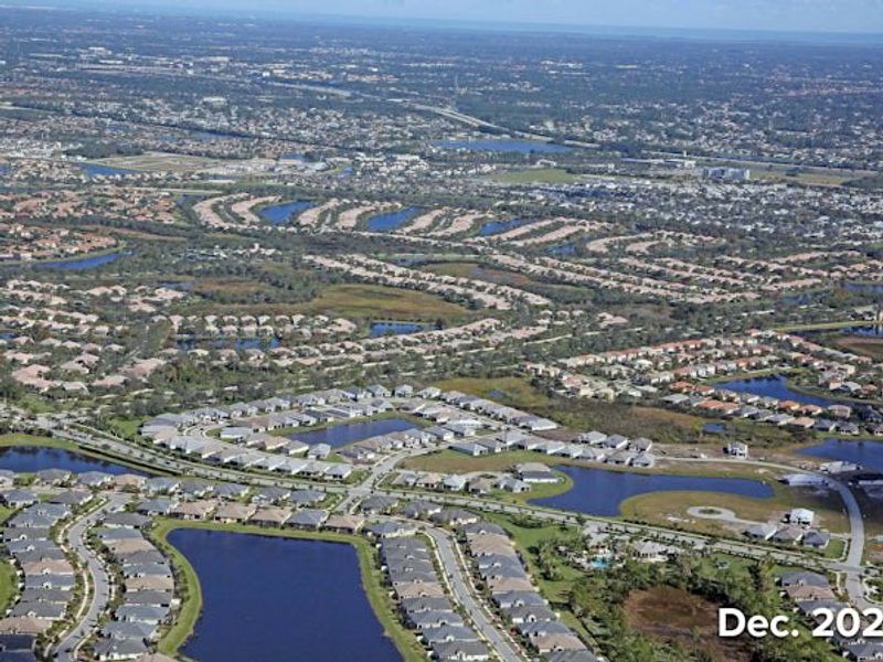 Aerial view of the Lake Park at Tradition community in Port St. Lucie, FL, showing layout and nearby surroundings (Image 22).