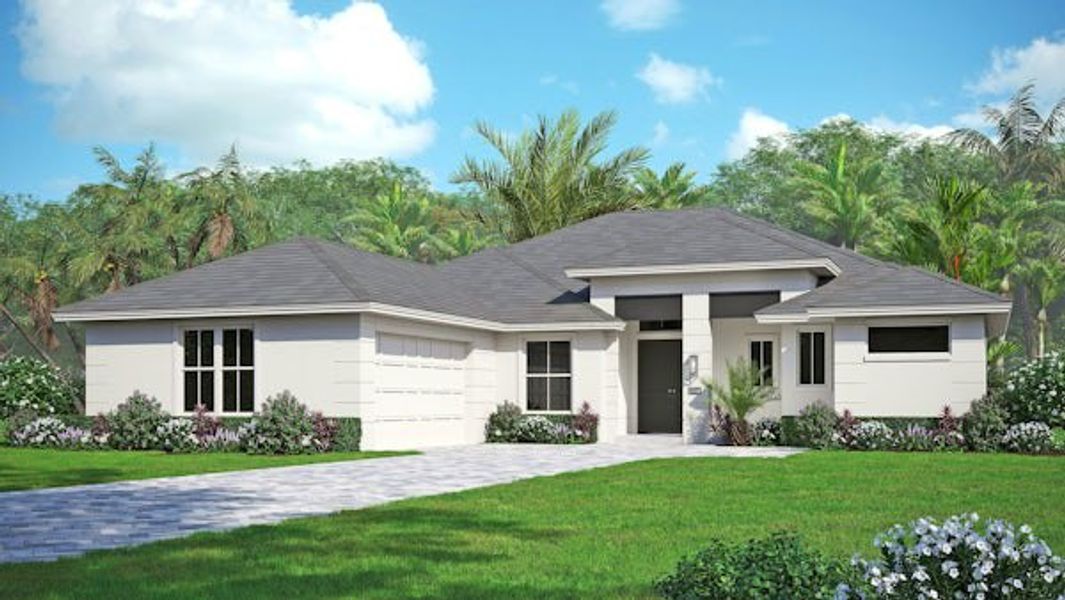 Front exterior of a home in the BELTERRA Tradition community, located in Port St. Lucie, FL (Image 74).