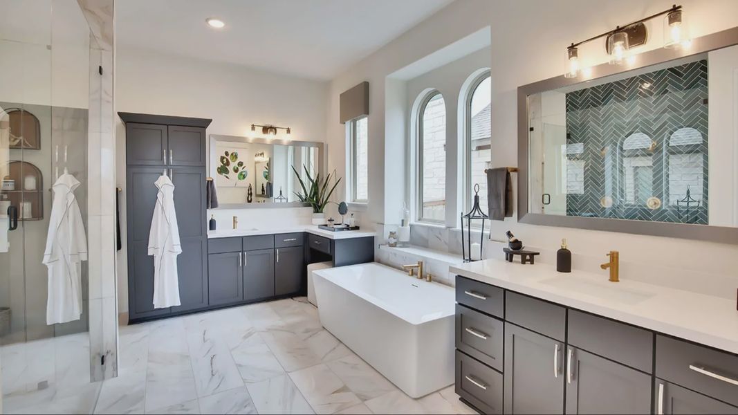 Furnished interior in a model home at Oaks at San Gabriel in Georgetown (Image 18).