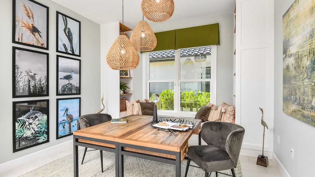 Furnished interior in a model home at Esplanade by the Islands in Naples (Image 42).