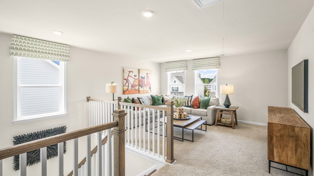 Furnished interior in a model home at The Grove at Winston Pointe in Clayton (Image 13).