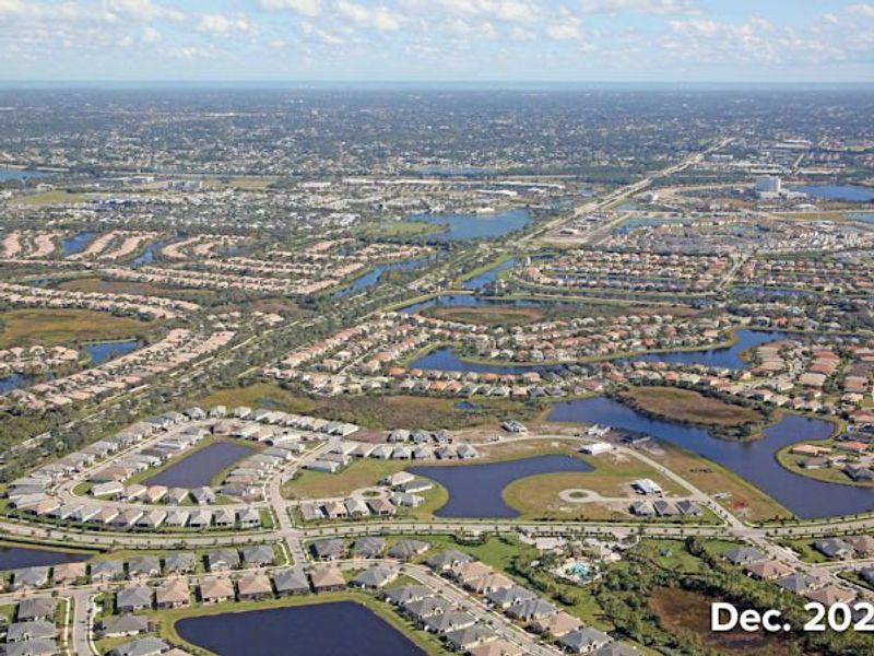 Aerial view of the Lake Park at Tradition community in Port St. Lucie, FL, showing layout and nearby surroundings (Image 23).