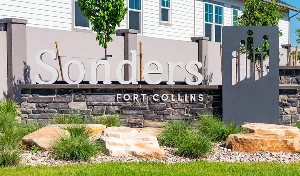 Main entrance to the Sonders Fort Collins master-planned community in Fort Collins, CO, featuring its landmark signage (Image 2).
