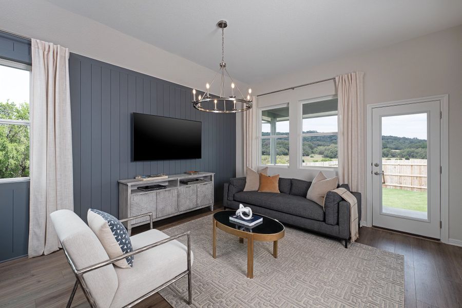 Furnished interior in a model home at Cannon Ranch in Dripping Springs (Image 17).