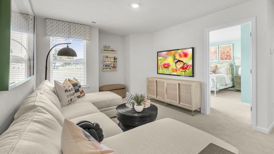 Furnished interior in a model home at Westerly in Lillington (Image 4).