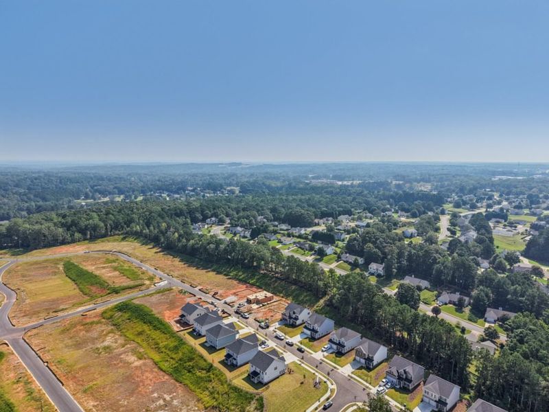 Aerial view of the The Hills at Cedar Creek community in Winder, GA, showing layout and nearby surroundings (Image 14).