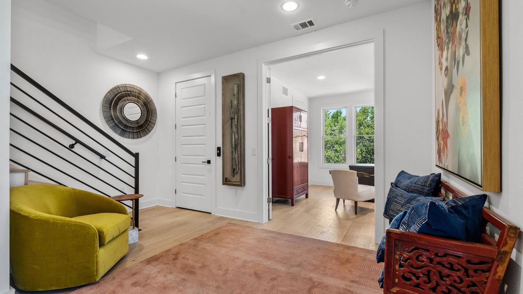 Furnished interior in a model home at The Park at Sunridge in Austin (Image 28).