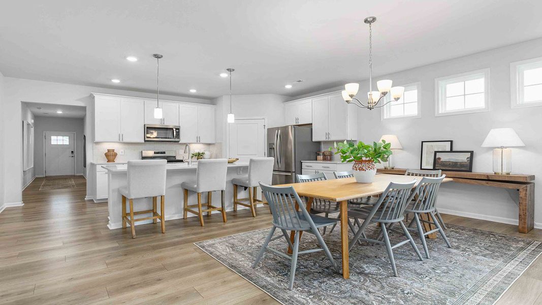 Furnished interior in a model home at The Villas at Kinsley in Jamestown (Image 20).