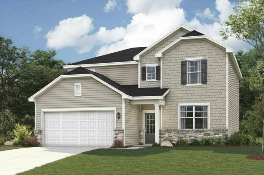 A house with a garage.