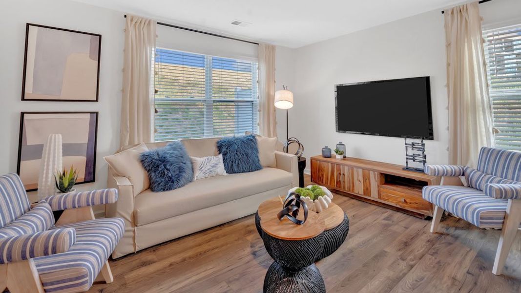 Furnished interior in a model home at Hudson Terrace Townhomes in Bristol (Image 10).