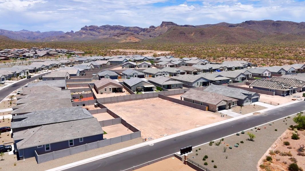 Aerial view of the Entrada Del Oro community in Gold Canyon, AZ, showing layout and nearby surroundings (Image 9).