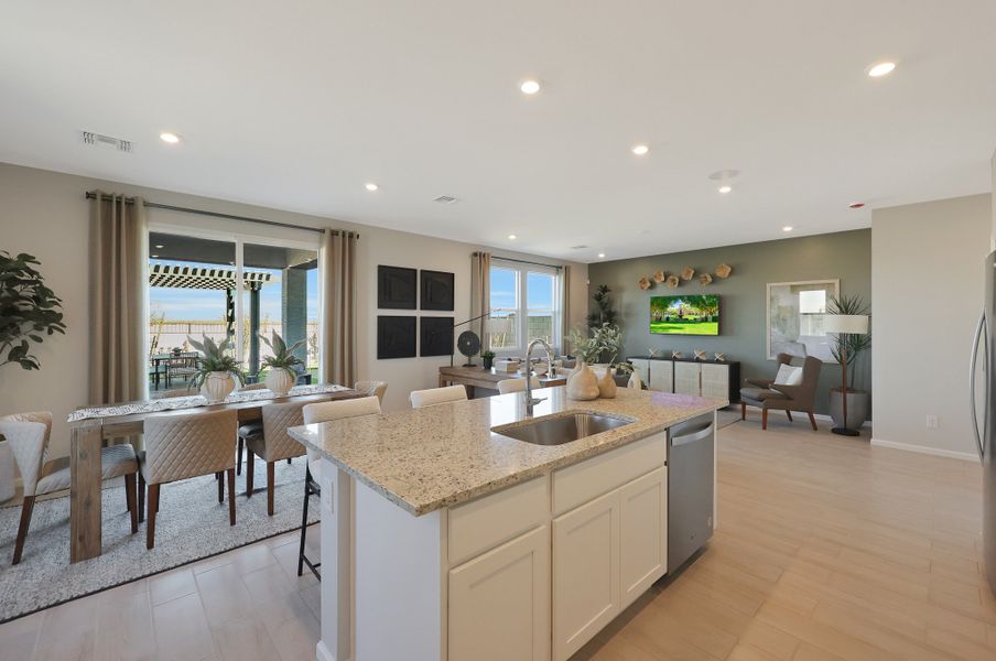 A kitchen with a large island. A kitchen with a large island.