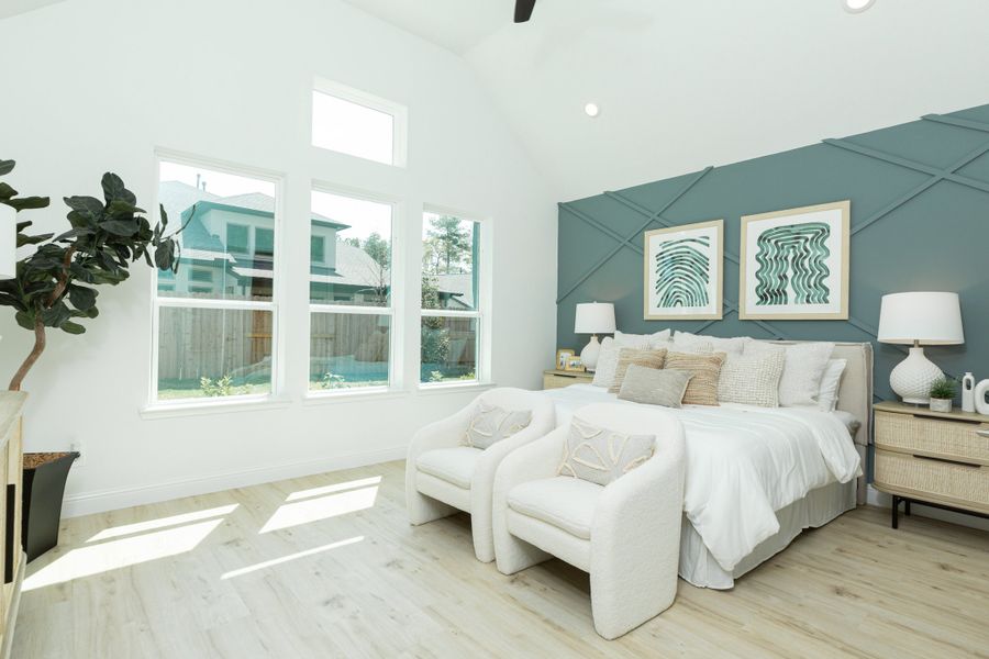 Furnished interior in a model home at Valencia: Hilltop Collection in Manvel (Image 14).