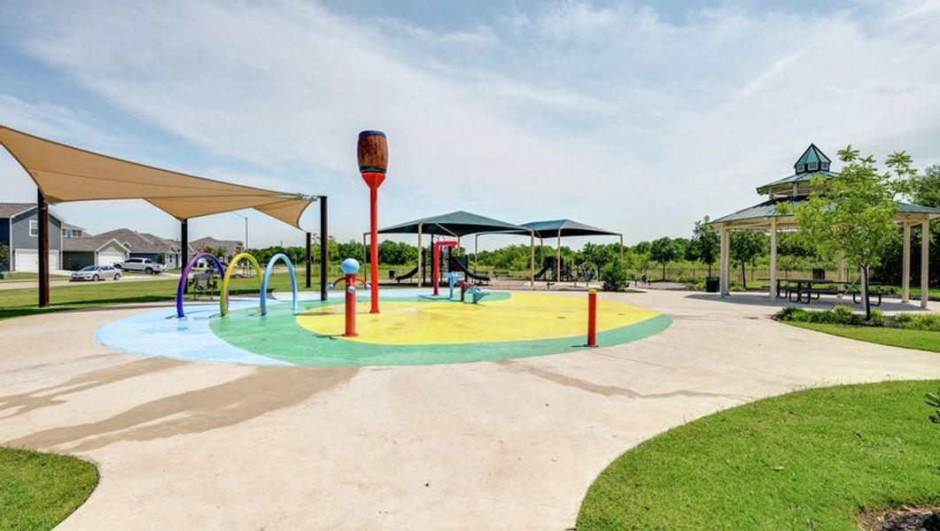 Logan Square has a park with a splashpad. Logan Square has a park with a splashpad.