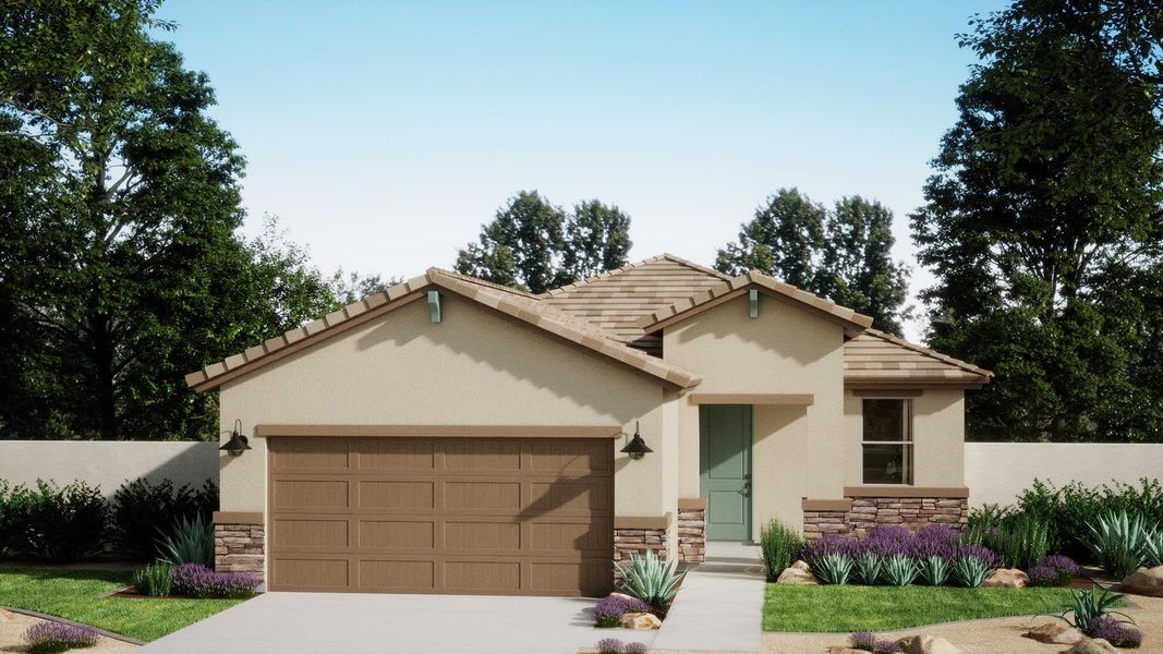 Ranch Elevation with Optional Stone | Madera | Wildera – Canyon Series | New Homes in San Tan Valley, AZ | Landsea Homes