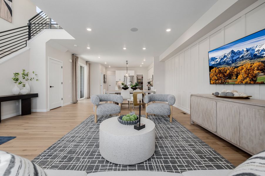 Furnished interior in a model home at Arras Park in Thornton (Image 37).