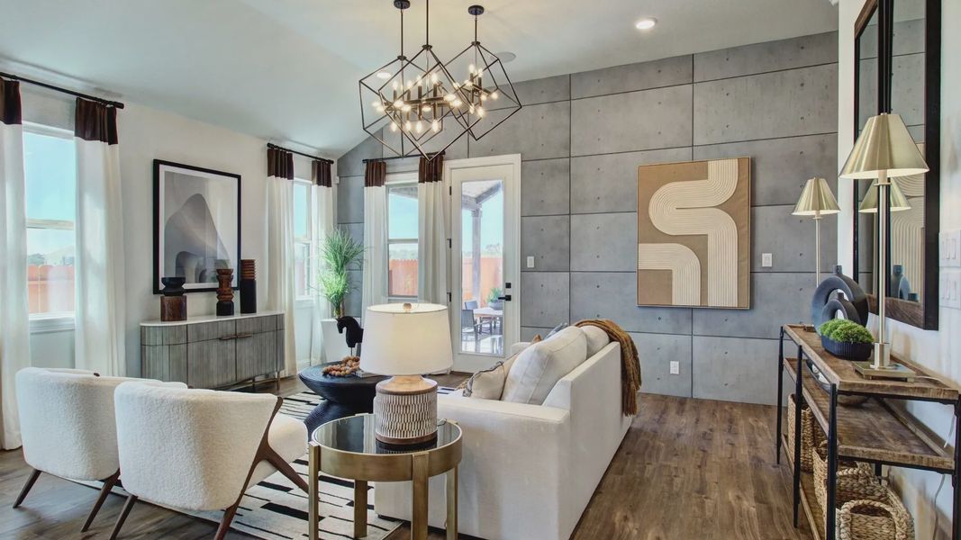 Experience luxury at Meyer Ranch with sleek concrete accents and elegant hardwood floors. Experience luxury at Meyer Ranch with sleek concrete accents and elegant hardwood floors.