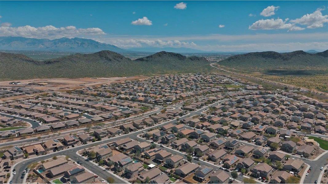 Aerial view of the Saguaro Bloom community in Marana, AZ, showing layout and nearby surroundings (Image 10).